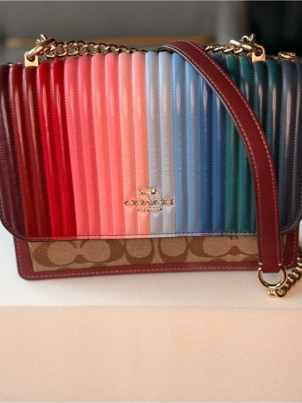 Coach Klare Crossbody Bag With Rainbow Linear Quilting - C1446